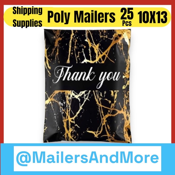 25 10X13 Poly Mailers Black Gold Veins Shipping Envelopes Bags PRICE IS FIRM - Picture 4 of 8